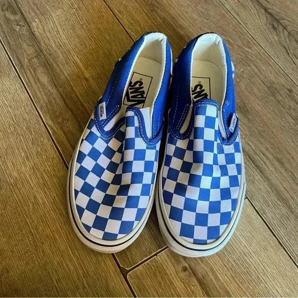 Vans blue checkered new slip one size 4 - Picture 1 of 4